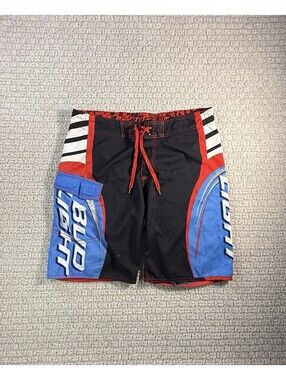 Anheuser Busch Bud Light Board Shorts MENS Multicolor Swim Trunks SIZE 32